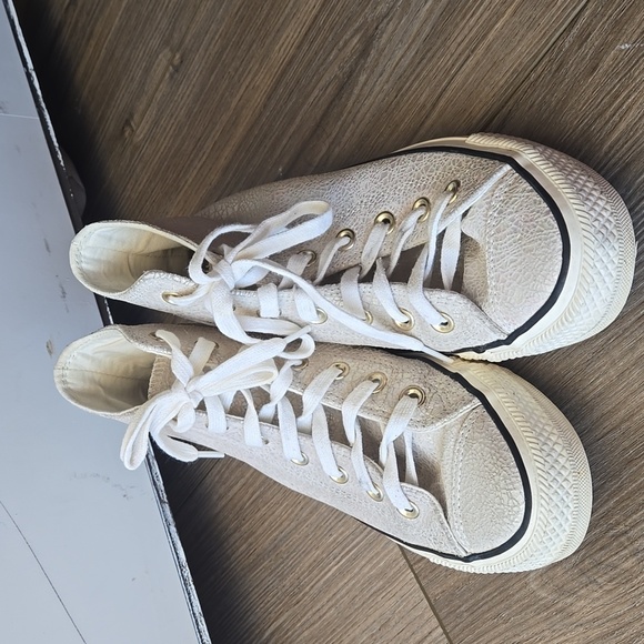 Converse Ivory Iridescent Animal Skin Print High Top Sneakers - Picture 3 of 11